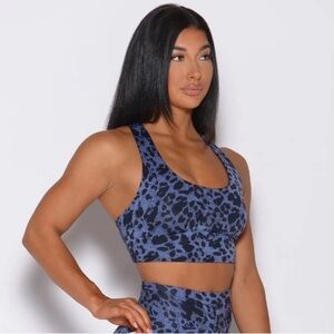 Bombshell Sportswear Reversible Blue Leopard Cheetah Bra